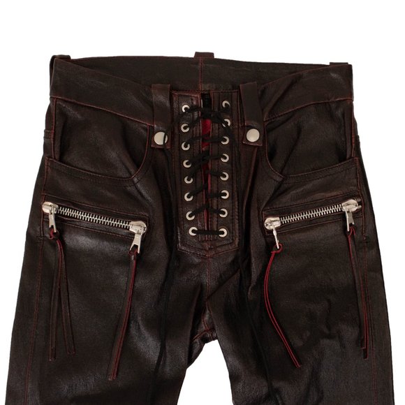 UNRAVEL PROJECT Black/Red Leather Lace Up Detail Pants Size 26 $2085 - Picture 2 of 4